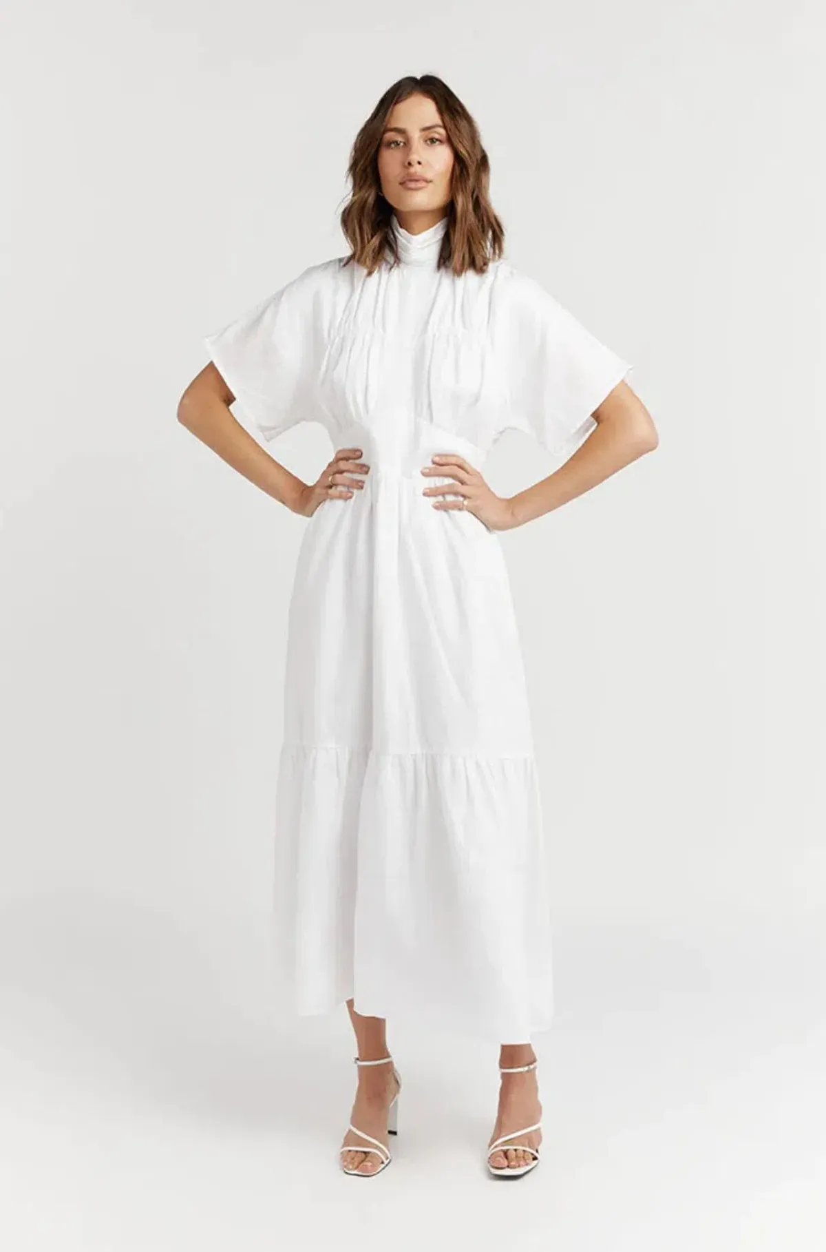 Dissh Elise Midi Dress White Size 12 for rent on The Volte - main image