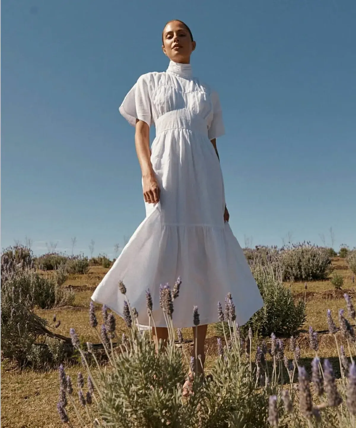 Dissh Elise Linen Midi Dress White Size 16 for rent on The Volte - main image