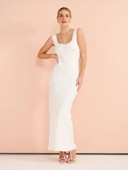 Isabelle Quinn Chelsea Lace Trim Maxi Dress in Ivory Size 8  for rent on The Volte - image 2