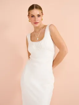 Isabelle Quinn Chelsea Lace Trim Maxi Dress in Ivory Size 8  for rent on The Volte - image 5