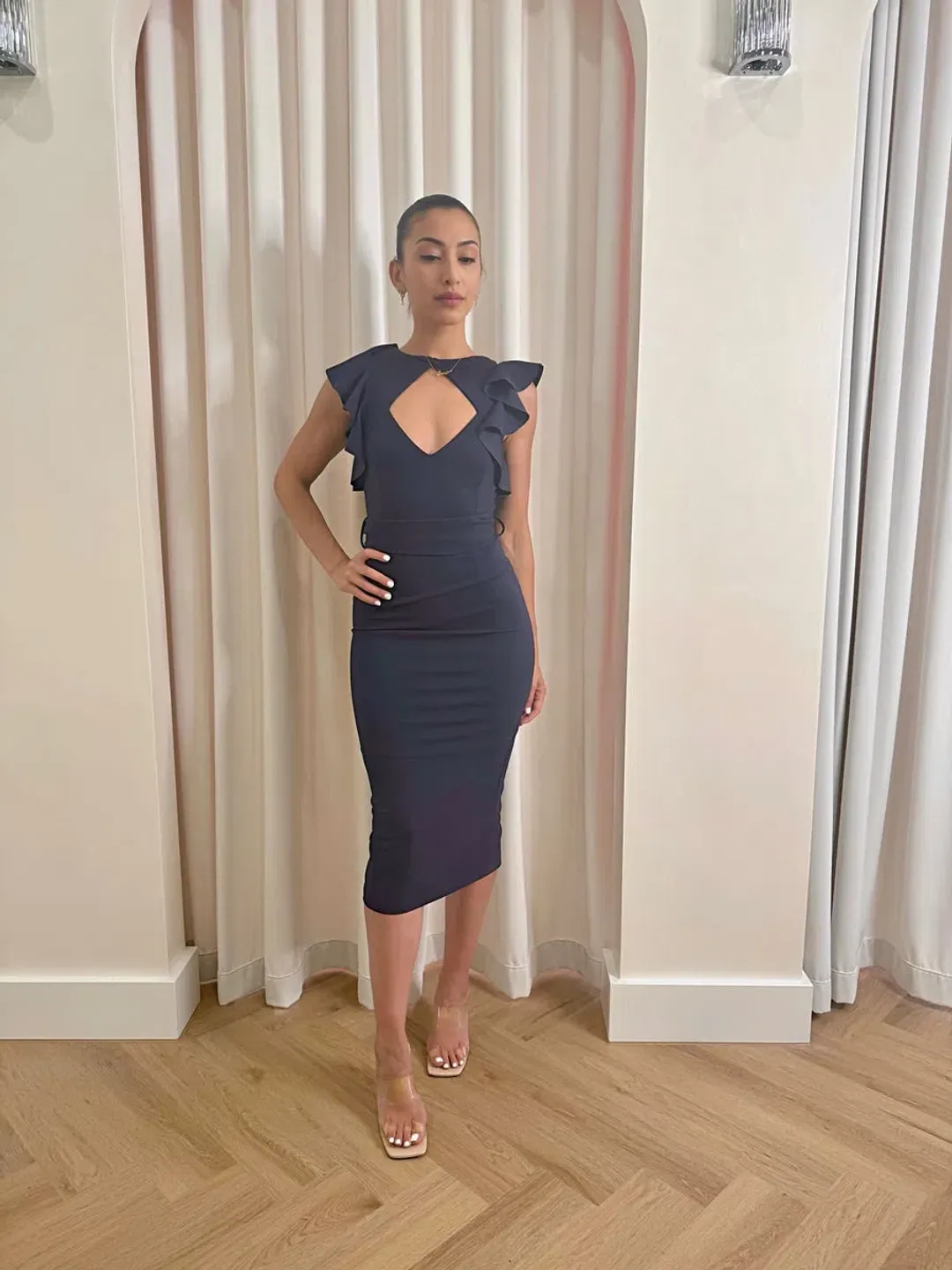 Pasduchas Pow Wow Midi Dress Black Size XS / AU 6 for rent on The Volte - main image