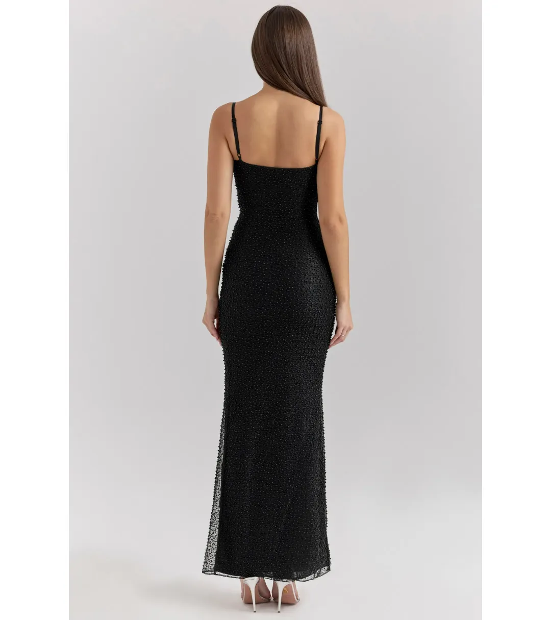 House Of CB Calla Pearl Embellished Maxi Dress Black Size M / AU 10 for rent on The Volte - main image