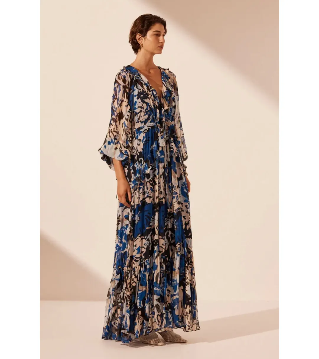 Shona Joy Olea Drawstring Ruffle Maxi Dress Print Size AU 16 for rent on The Volte - main image