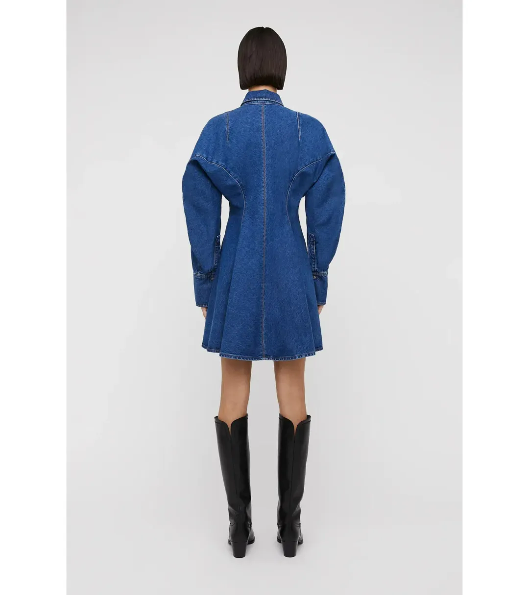 Scanlan Theodore Denim Cocoon Sleeve Mini Dress Blue Size AU 14 for rent on The Volte - main image