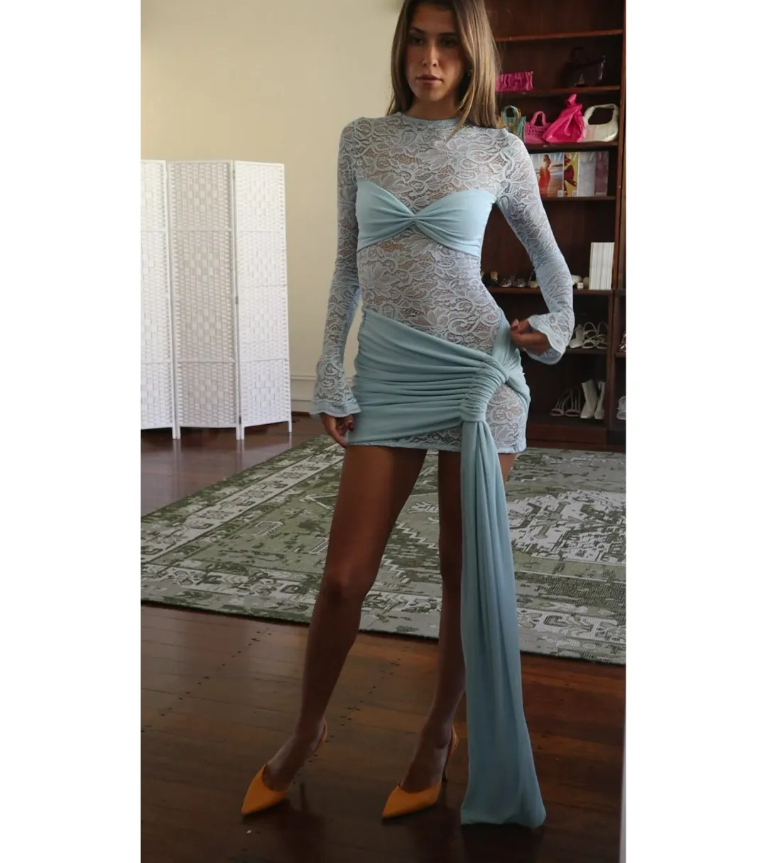 Deconduarte Ortigia Mini Dress Blue Size AU 8  for rent on The Volte - main image