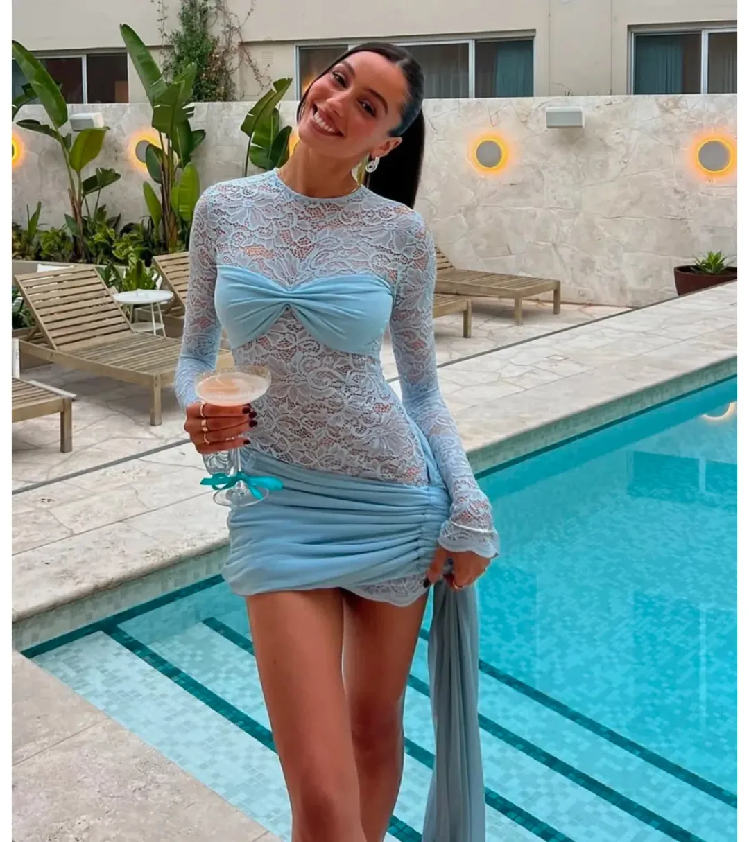 Deconduarte Ortigia Mini Dress Blue Size AU 8  for rent on The Volte - main image