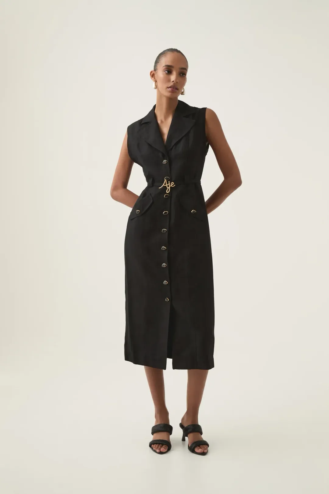 Aje Desiree Utility Shirt Dress Black Size AU 12 for rent on The Volte - main image