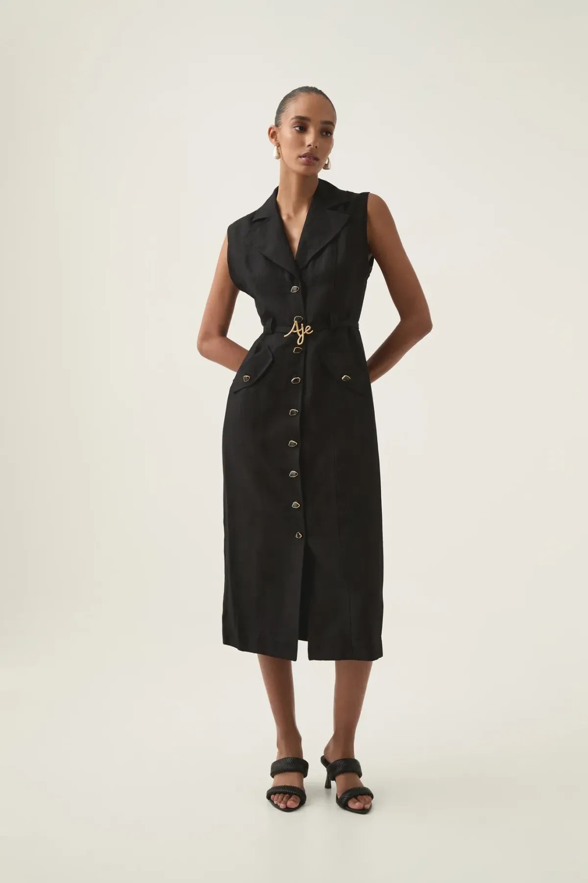 Aje Desiree Utility Shirt Dress Black Size AU 12 for rent on The Volte - main image