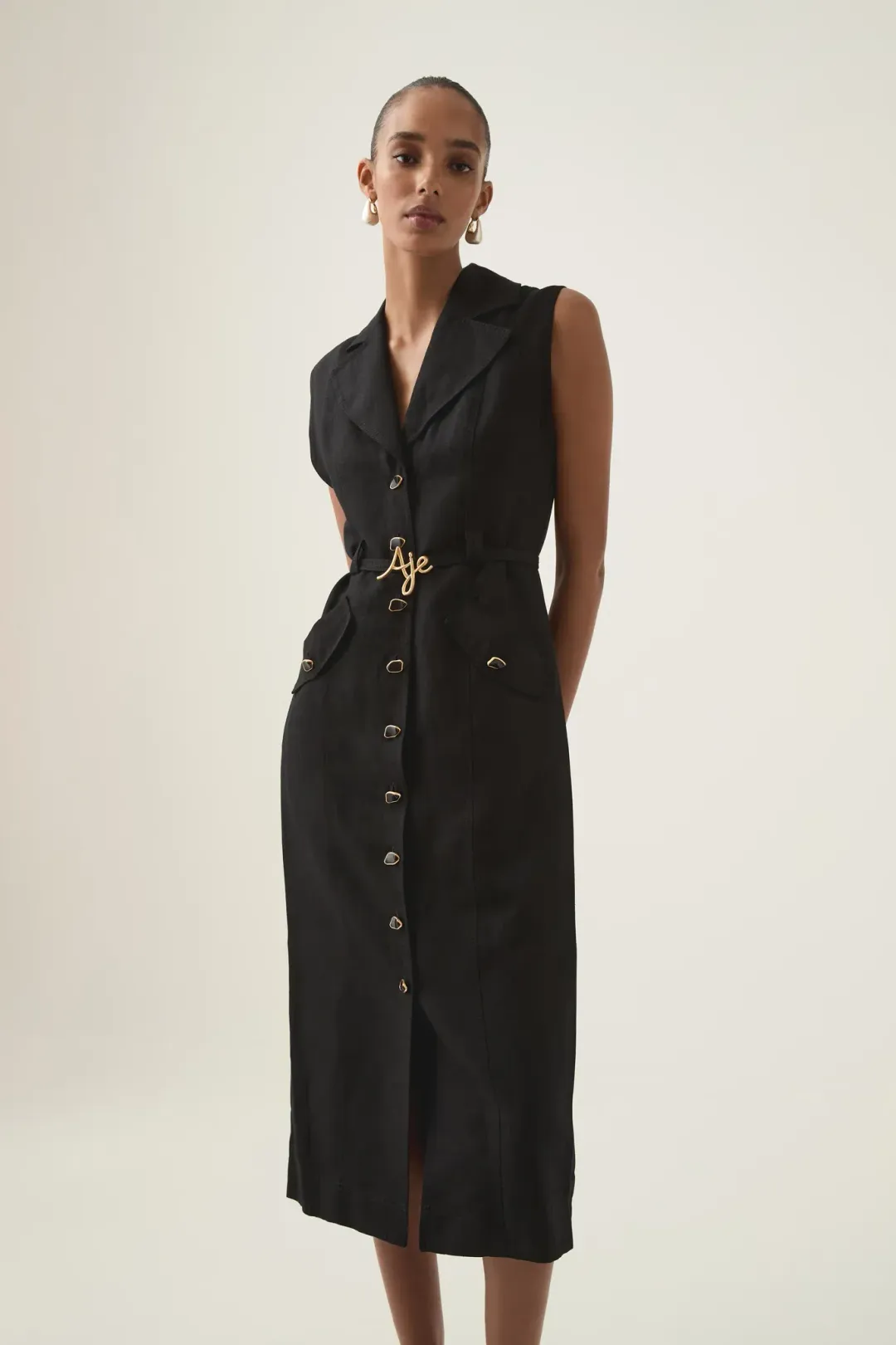 Aje Desiree Utility Shirt Dress Black Size AU 12 for rent on The Volte - main image