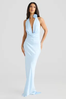 Melani The Label Silk Maxi Dress Blue Size 6 for rent on The Volte - image 1