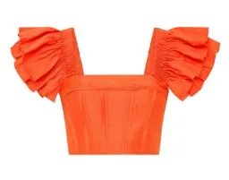 Aje Imagination Frill Sleeve Top Orange Size 14 & Yves Midi Skirt Size 12 for rent on The Volte - image 8