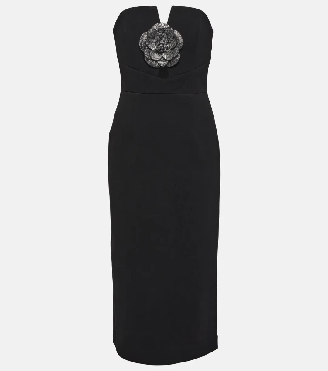 Rebecca Vallance Yvonne Flower Midi Dress Black Size 8  for rent on The Volte - main image
