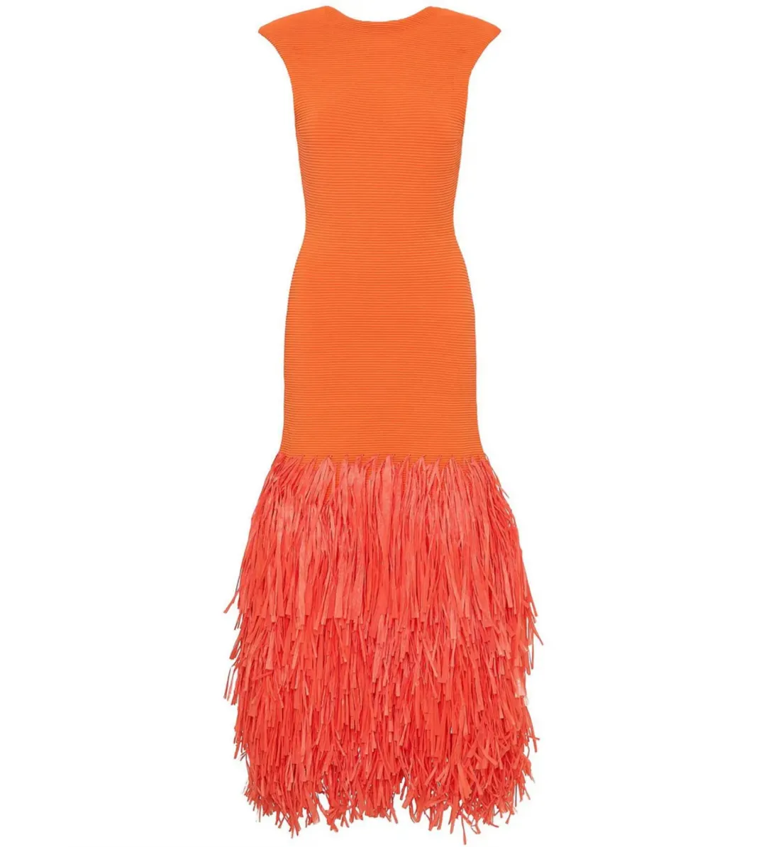 Aje Raffia Knit Midi Dress Orange Size S / AU 8 for rent on The Volte - main image