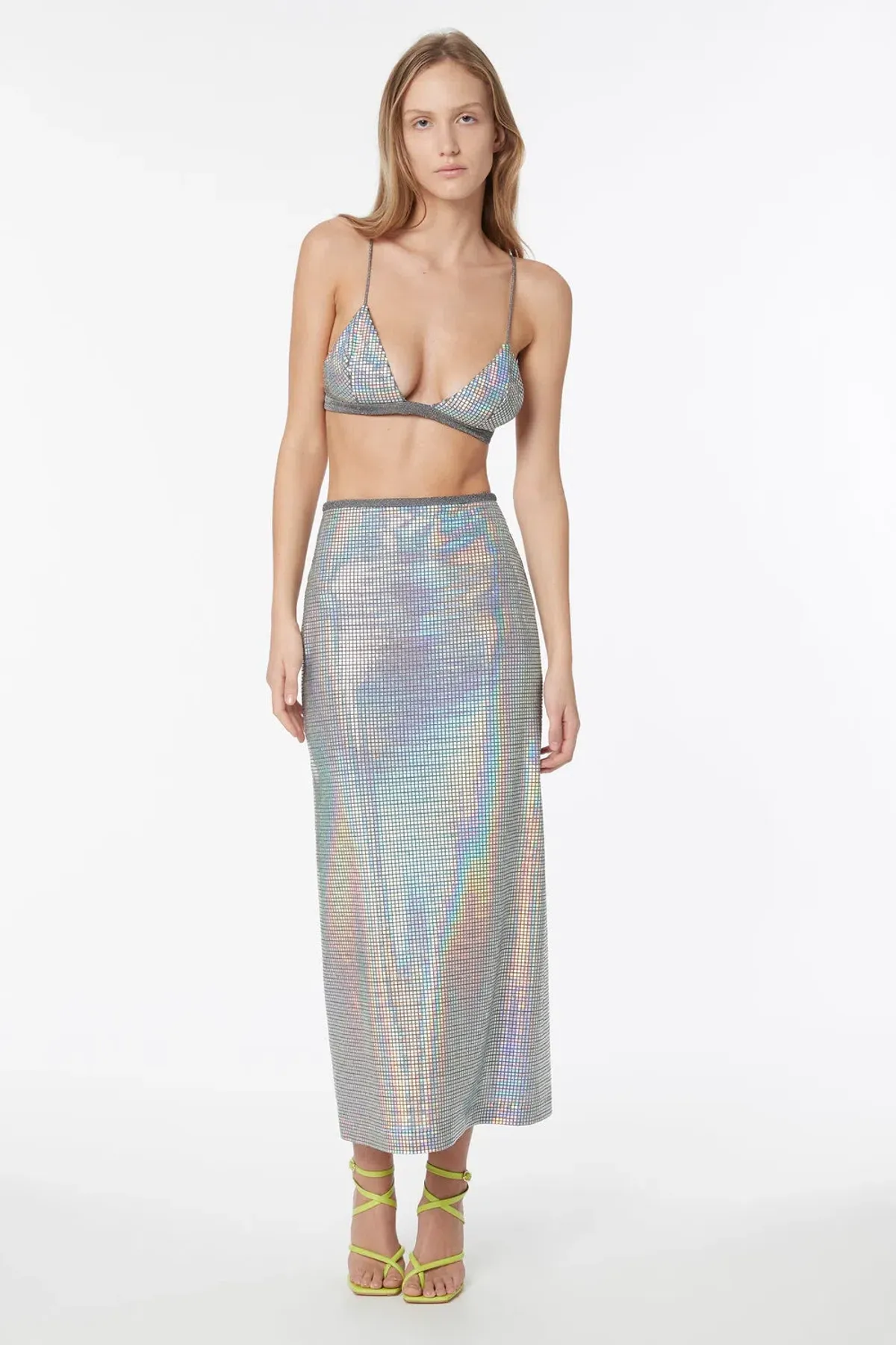 Manning Cartell Platnium Queen Bralette Size M/AU 10 and Mini Skirt Size XS/AU 6 Set Silver  for rent on The Volte - main image