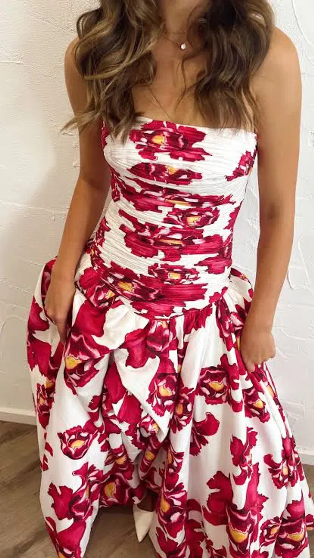 AJE Behold Maxi Dress Red Floral Size AU 16 for rent on The Volte - main image