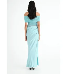 Benni Nico Off Shoulder Maxi Dress Aquamarine Size AU 8 for rent on The Volte - image 3