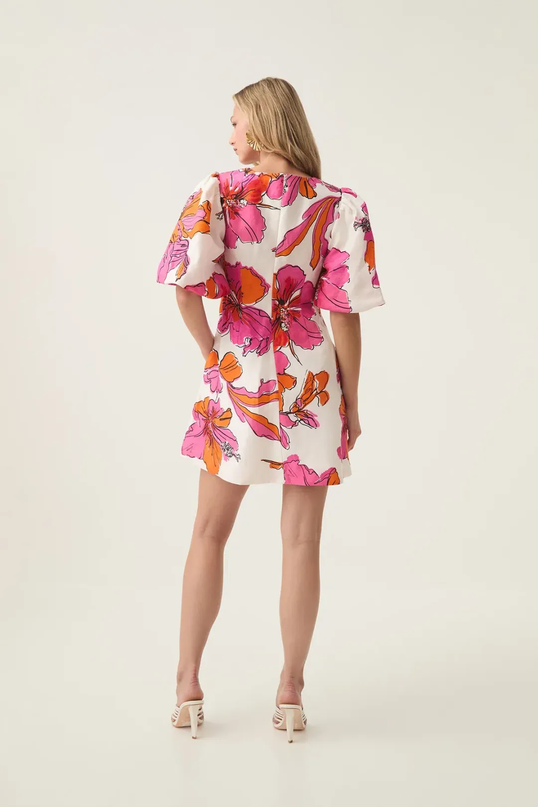 Aje Overflow Knotted Mini Dress Floral Pink Size 6 for rent on The Volte - main image