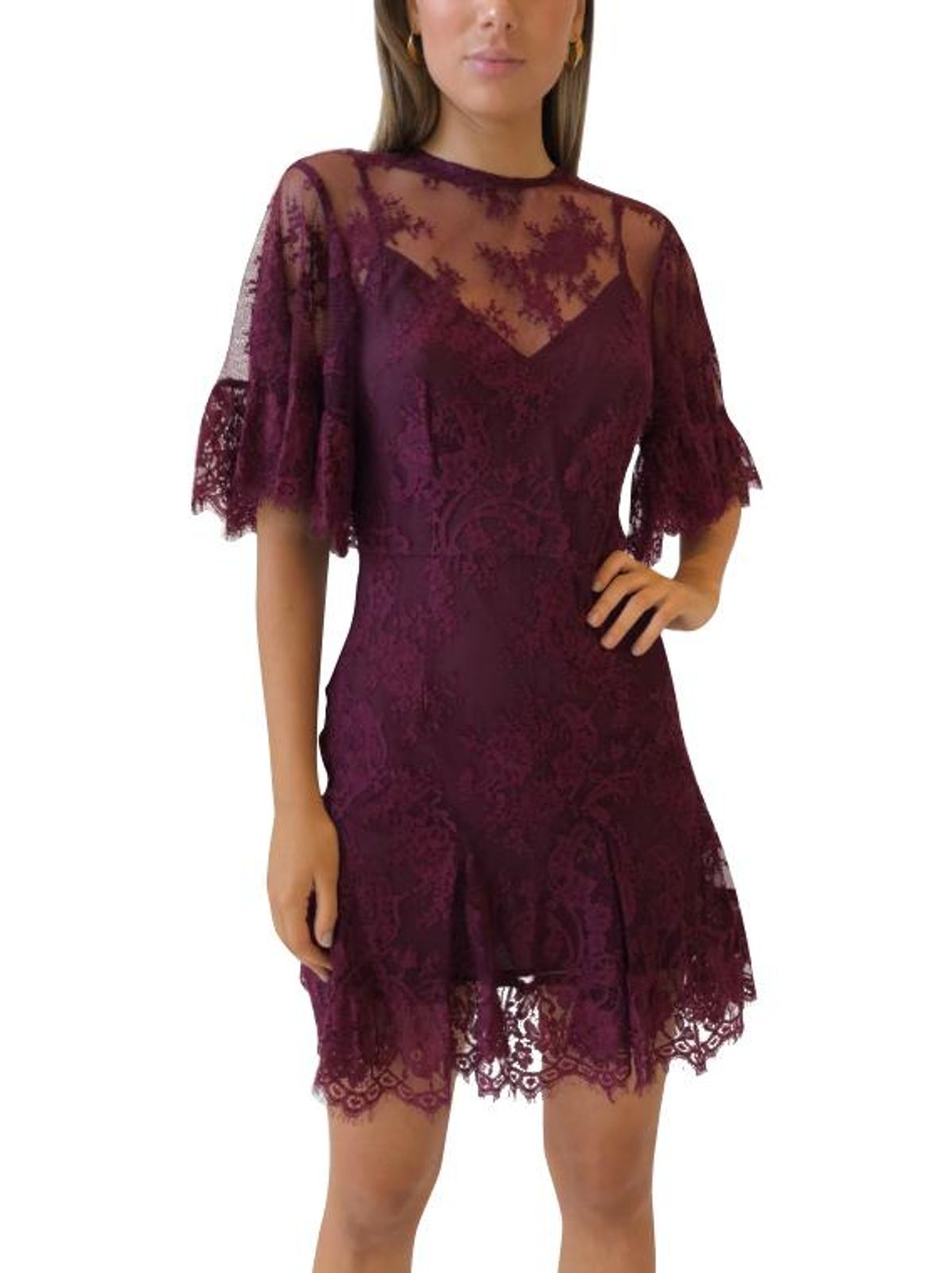 Talulah Blind Love Mini Dress Burgundy Size 6 for rent on The Volte - main image