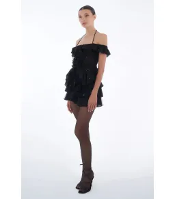 Dyspnea Froncè Ruched Top and Pètale Ruffle Mini Skirt Set Black Size L / AU 12 for rent on The Volte - image 2