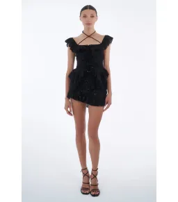Dyspnea Froncè Ruched Top and Fleurie Frill Mini Skirt Set Black Size L / AU 12 for rent on The Volte - image 1