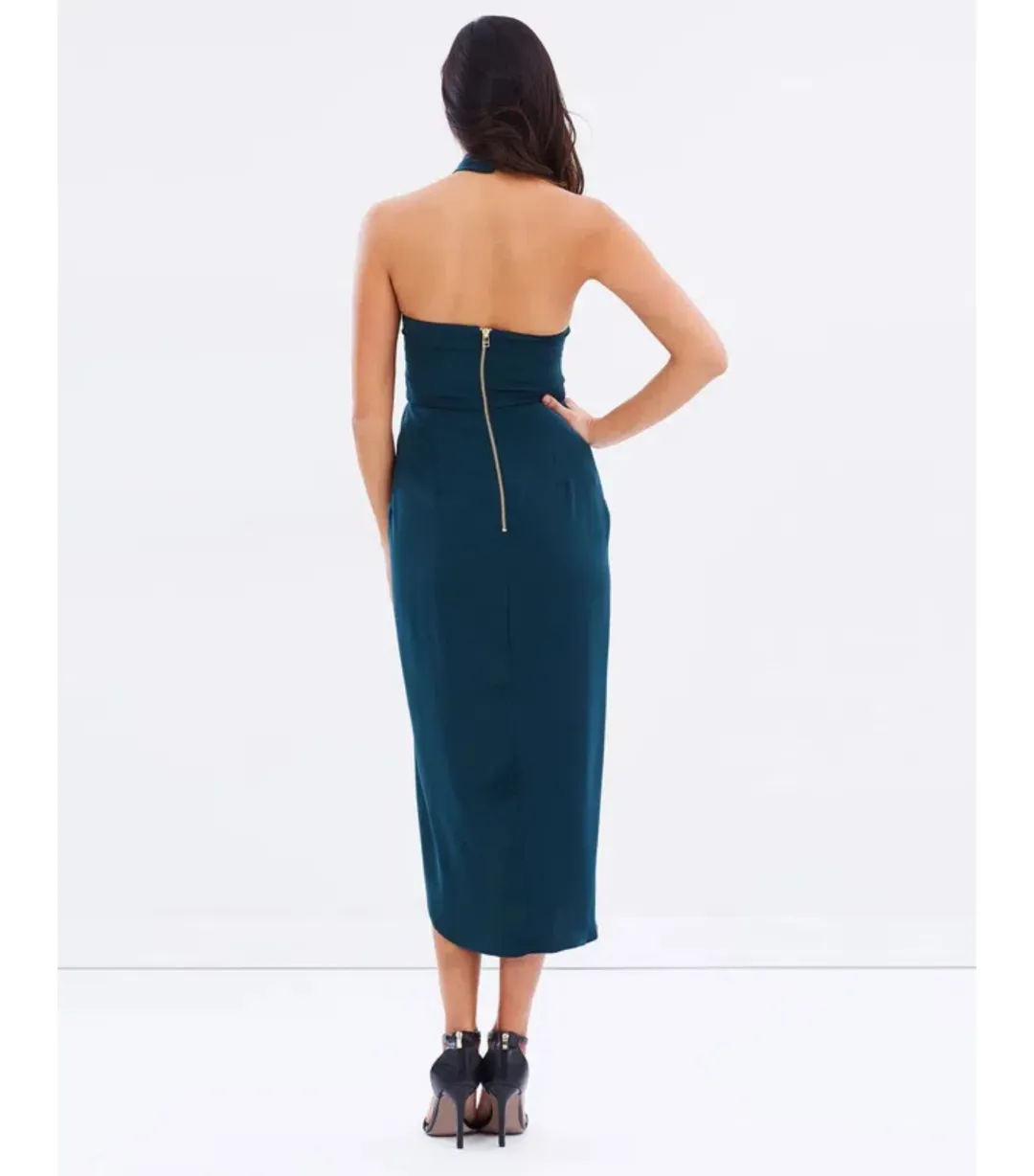 Shona Joy Knot Draped Midi Dress Green Size AU 14 for rent on The Volte - main image