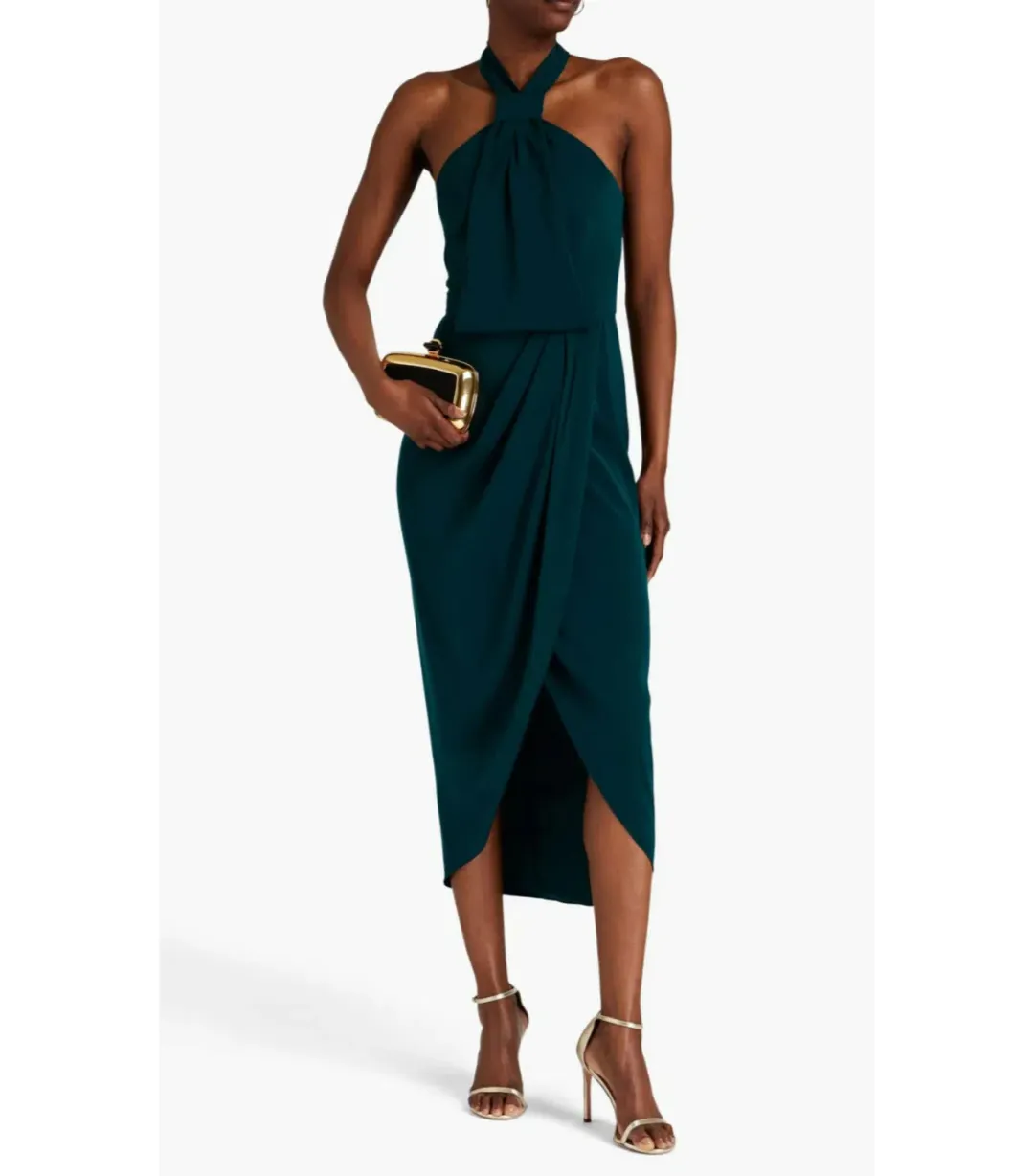 Shona Joy Knot Draped Midi Dress Green Size AU 14 for rent on The Volte - main image