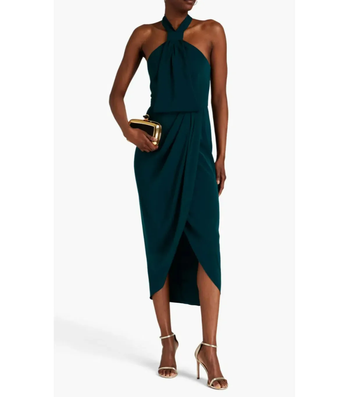 Shona Joy Knot Draped Midi Dress Green Size AU 14 for rent on The Volte - main image