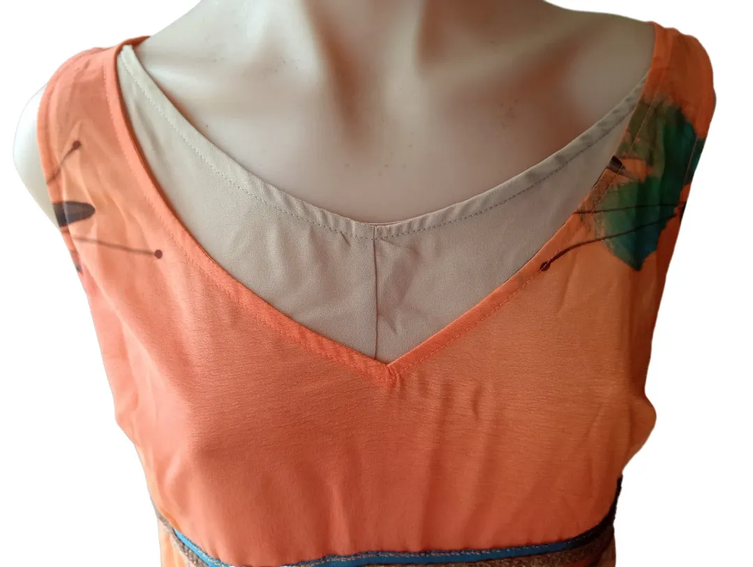 Veronika Maine Sheer Mini Dress Orange Size 12 for rent on The Volte - main image