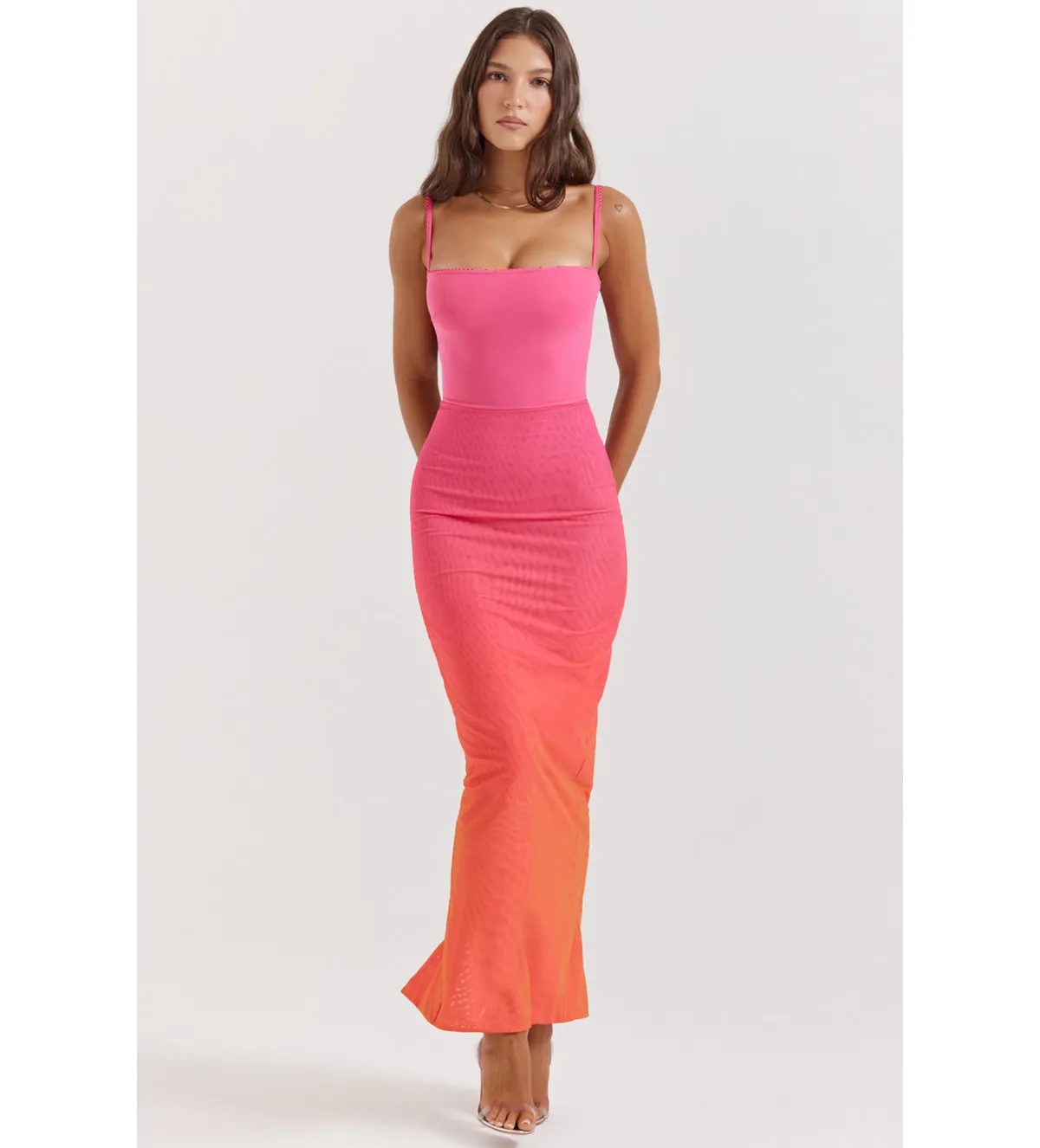 House Of Cb Calista Ombre Maxi Dress Pink  Size S / Size Au 8 for rent on The Volte - main image