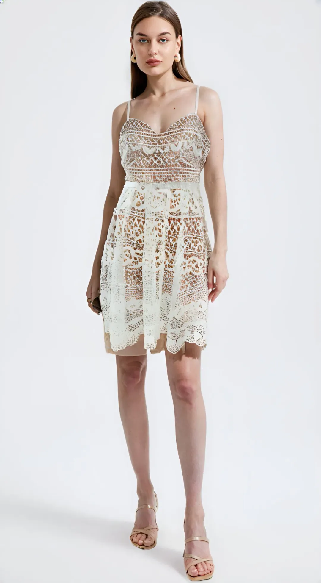 Wayne Cooper White Lace Dress White Size AU 14 for rent on The Volte - main image