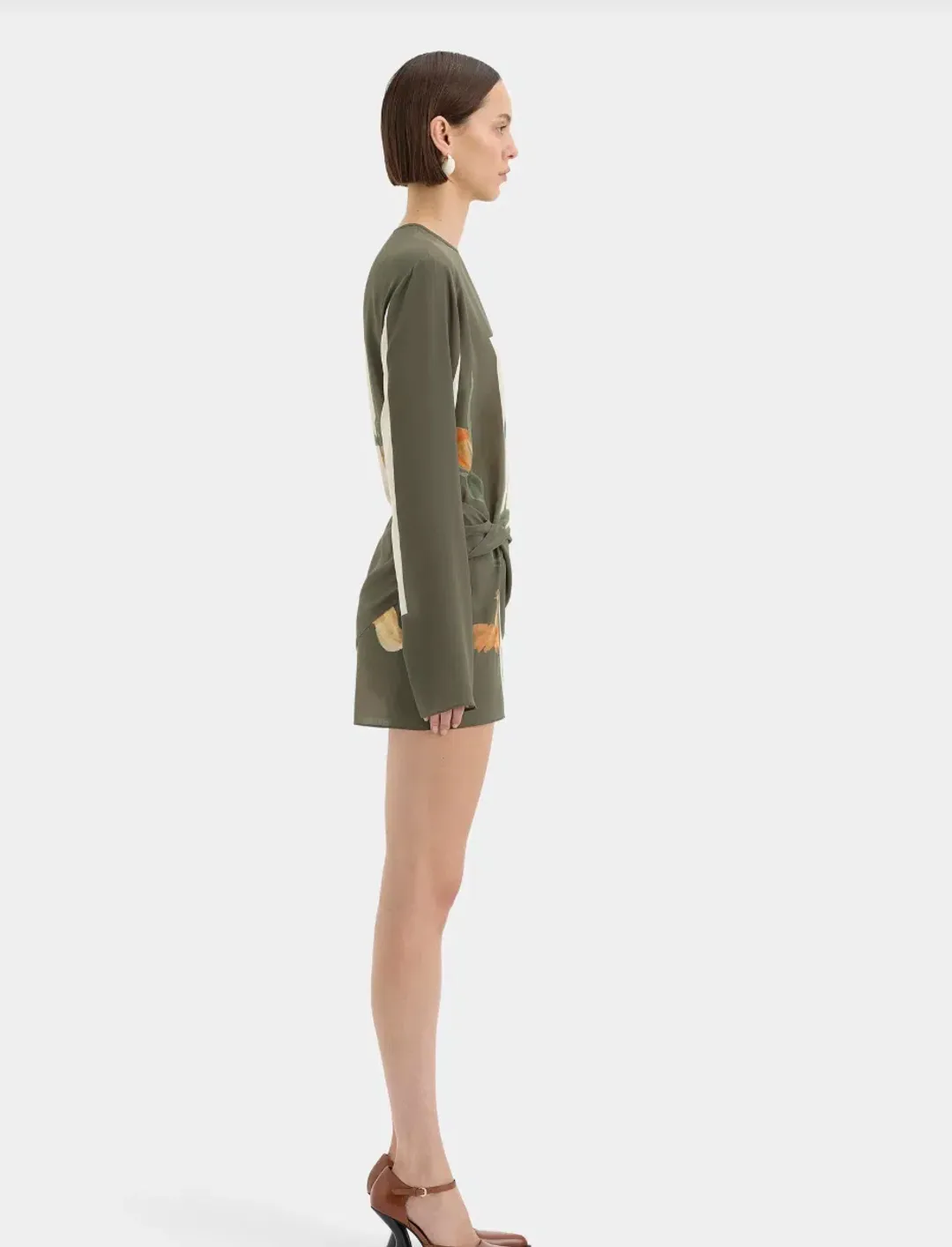 Constance Twist Mini Dress Green Size 8 for rent on The Volte - main image