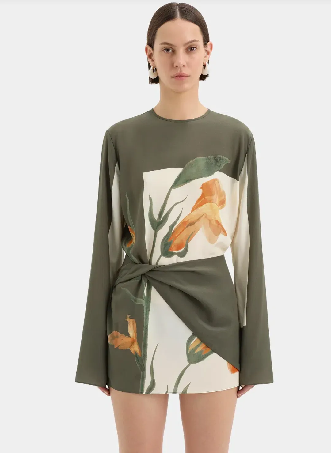 Constance Twist Mini Dress Green Size 8 for rent on The Volte - main image