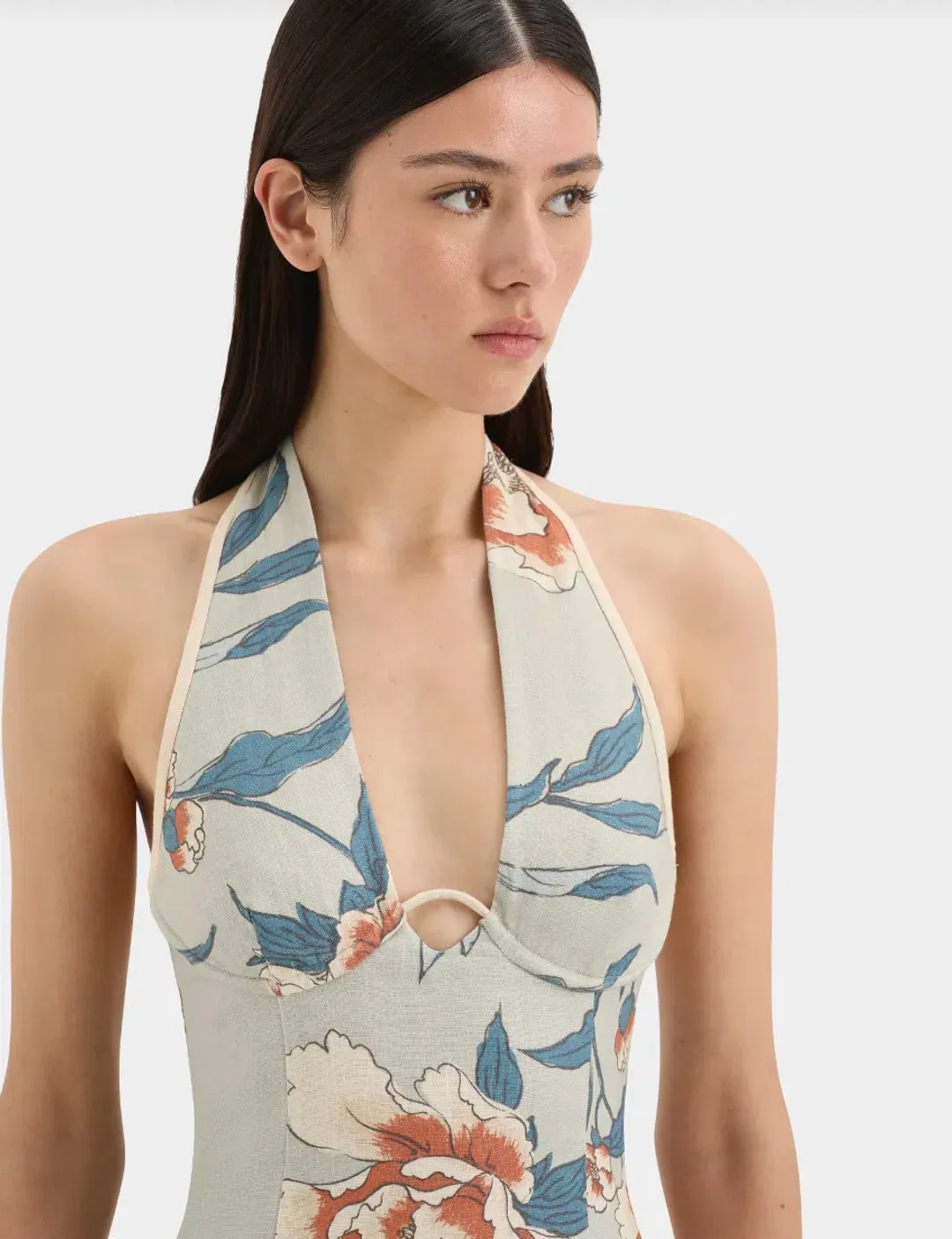 Roisin Halter Multi Floral Midi Dress Size 8 for rent on The Volte - main image