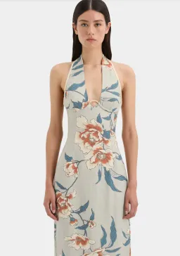 Roisin Halter Multi Floral Midi Dress Size 8 for rent on The Volte - image 3