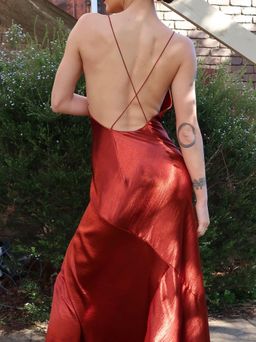 ONE FELL SWOOP MONICA MAXI SLIP DRESS IN SPICE Red Size 6 for rent on The Volte - image 3