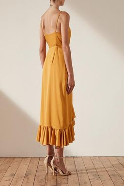 Shona Joy Oro Wrap Midi Dress Yellow Size 10 for rent on The Volte - image 2
