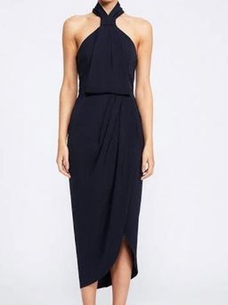 Shona Joy core knot draped dress navy Size 8 for rent on The Volte - image 1