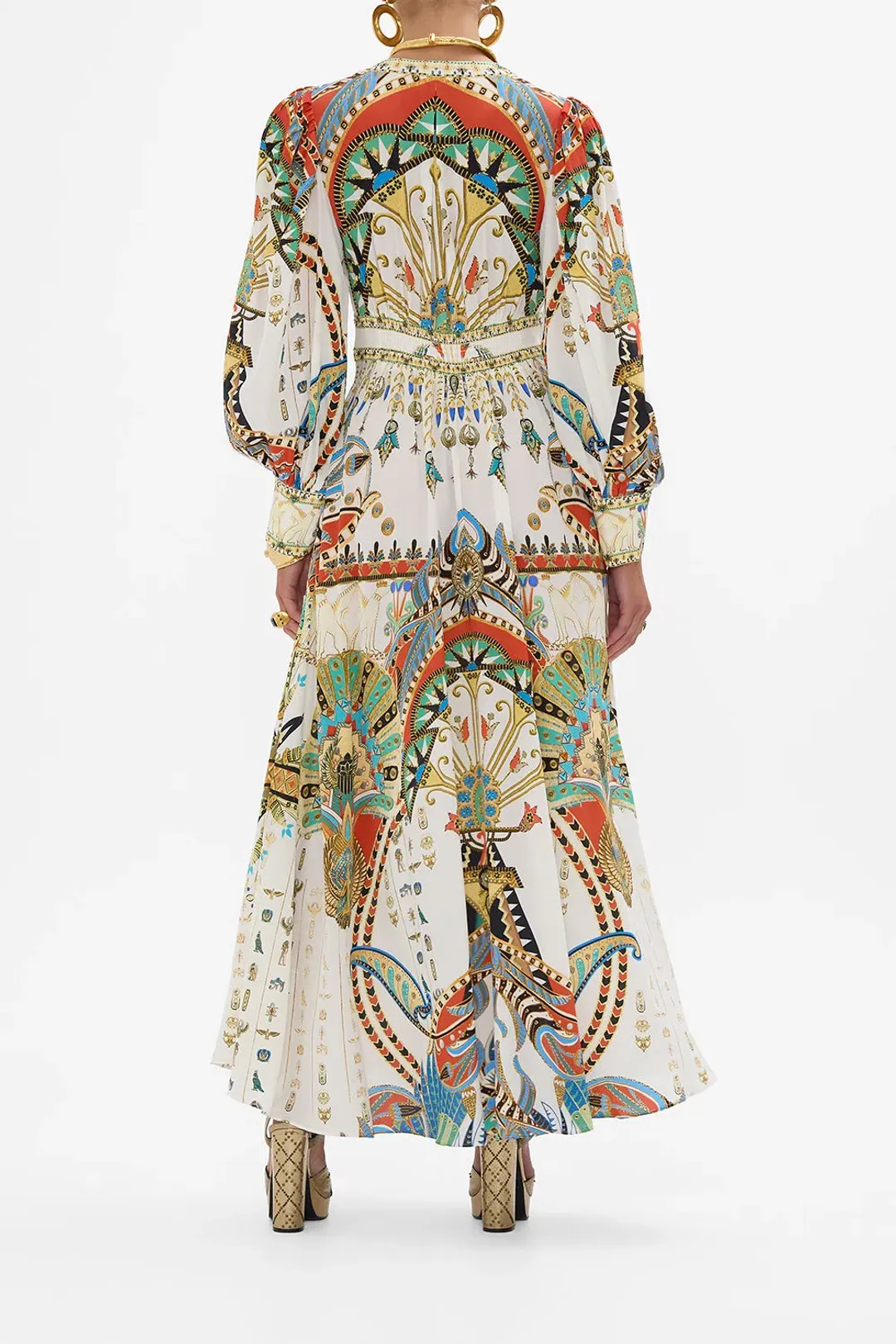 Camilla Valley of the Queens Shaped Waistband Dress with Gathered Sleeves Size M / AU 12 for rent on The Volte - main image