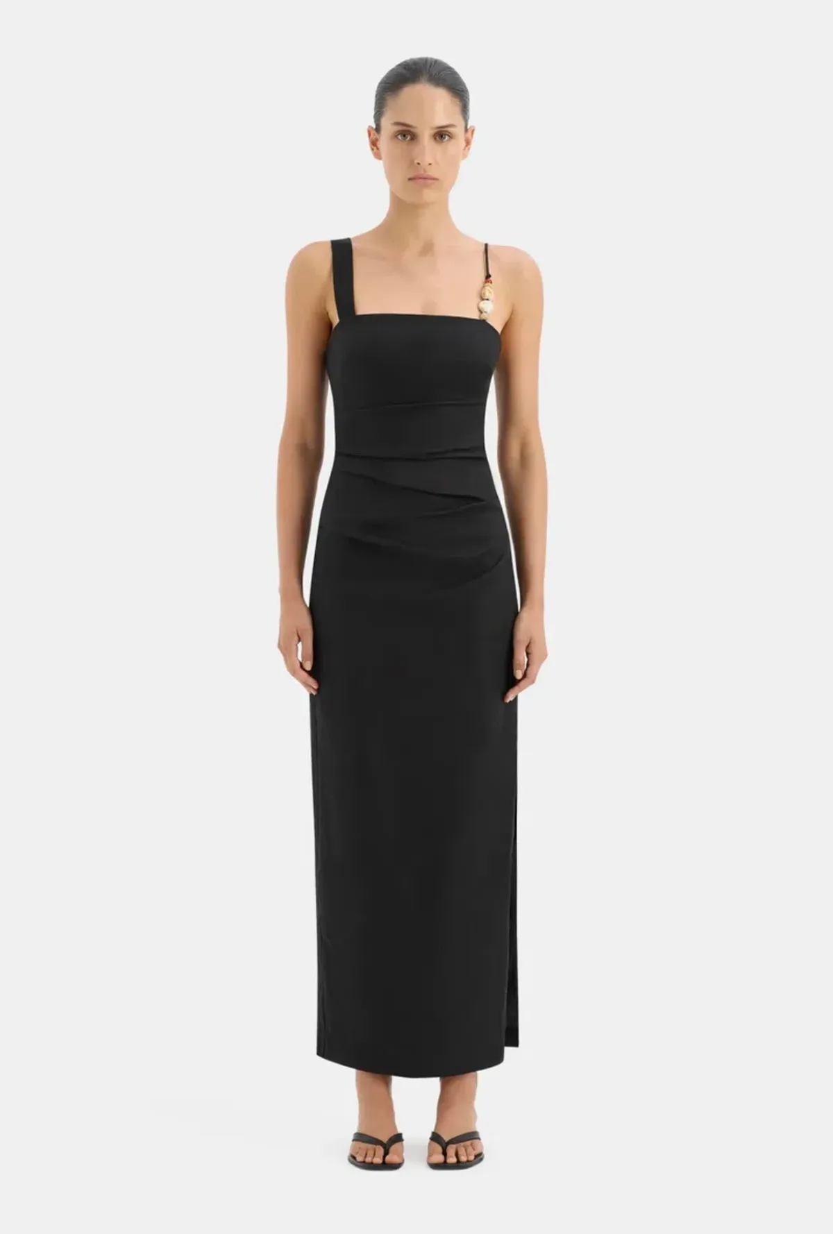 Sir the Label Antonia Beaded Midi Dress Black Size 1 / AU 8 for rent on The Volte - main image