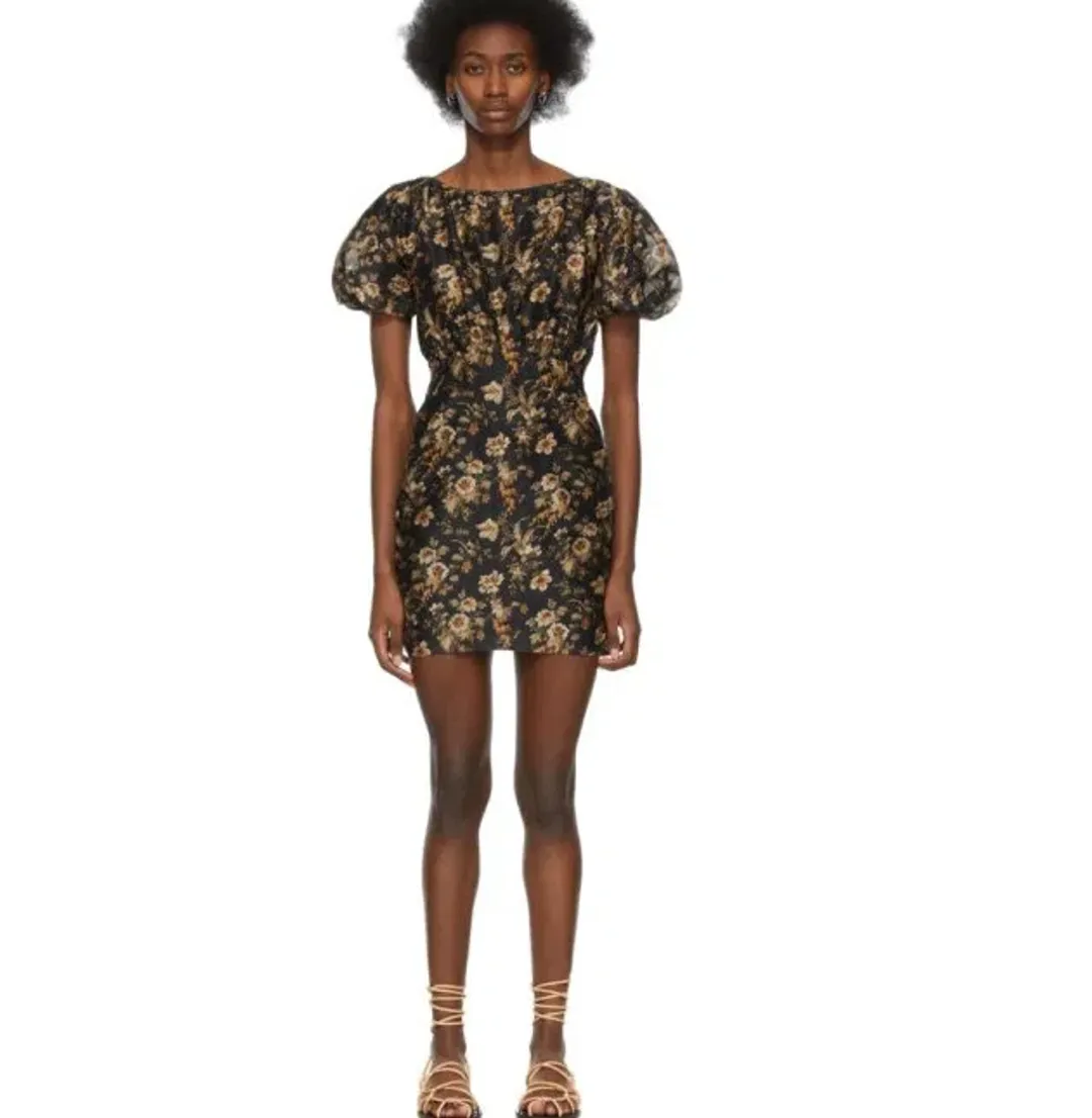 SIR THE LABEL Amerie Mini Dress Black Puff Sleeve Size 1 /Au 8  for rent on The Volte - main image