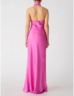 MISHA Teresa Rosette Detail Satin Maxi Gown Purple Rose Size 6/XS for rent on The Volte - image 3