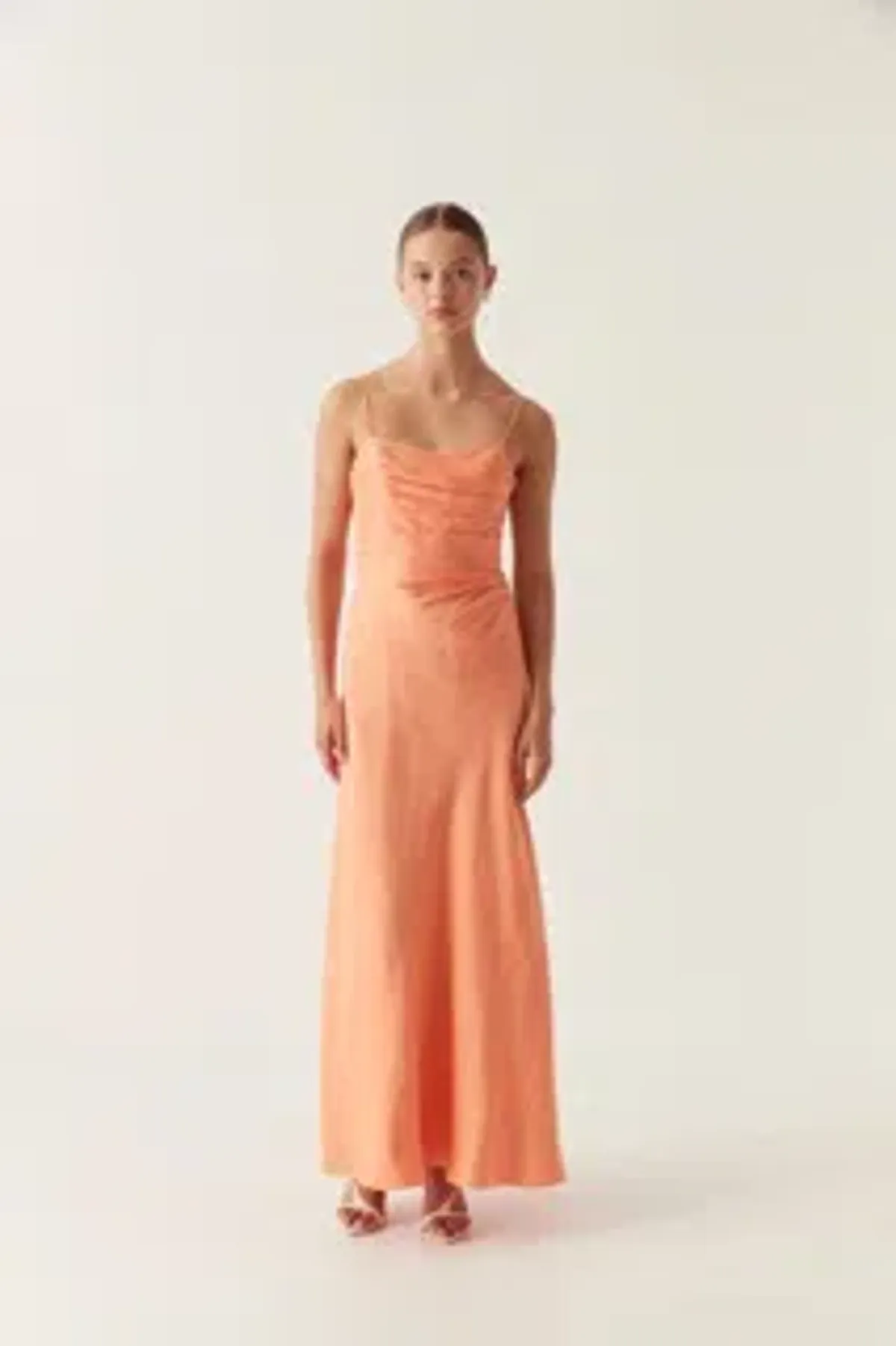 AJE Clarice Draped Maxi Dress Sunset Orange Size 14 for rent on The Volte - main image