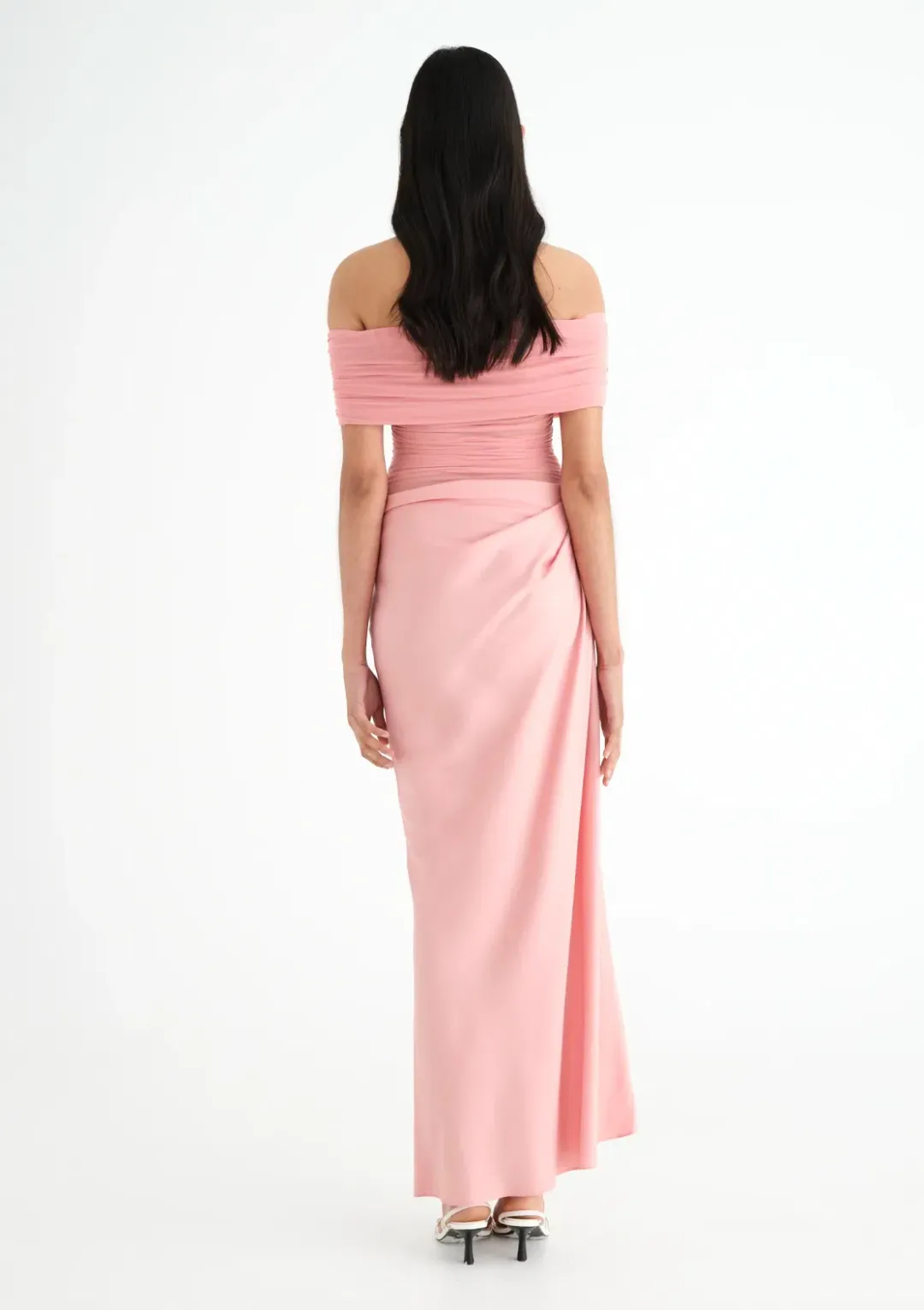 Benni Nico Off Shoulder Maxi Dress Candy Floss Size S/AU 8 for rent on The Volte - main image