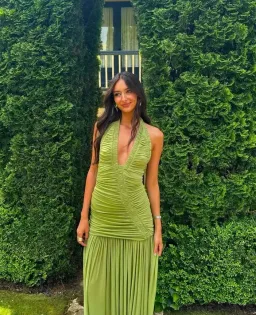 Christopher Esber Orion Gown Olive Green Size AU 10 for rent on The Volte - image 1