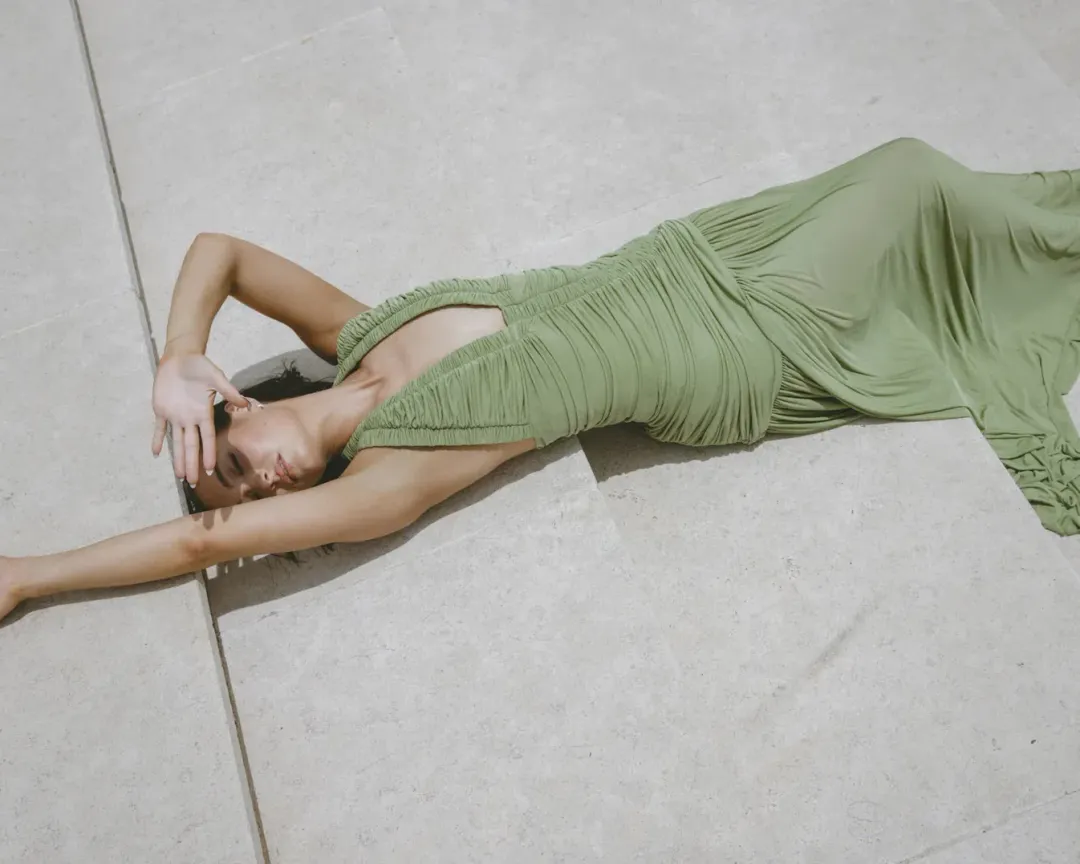 Christopher Esber Orion Gown Olive Green Size AU 10 for rent on The Volte - main image