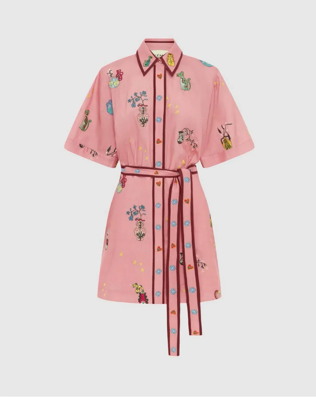 Alemais Timmy Embroidered Mini Dress Pink Size AU 14 for rent on The Volte - main image