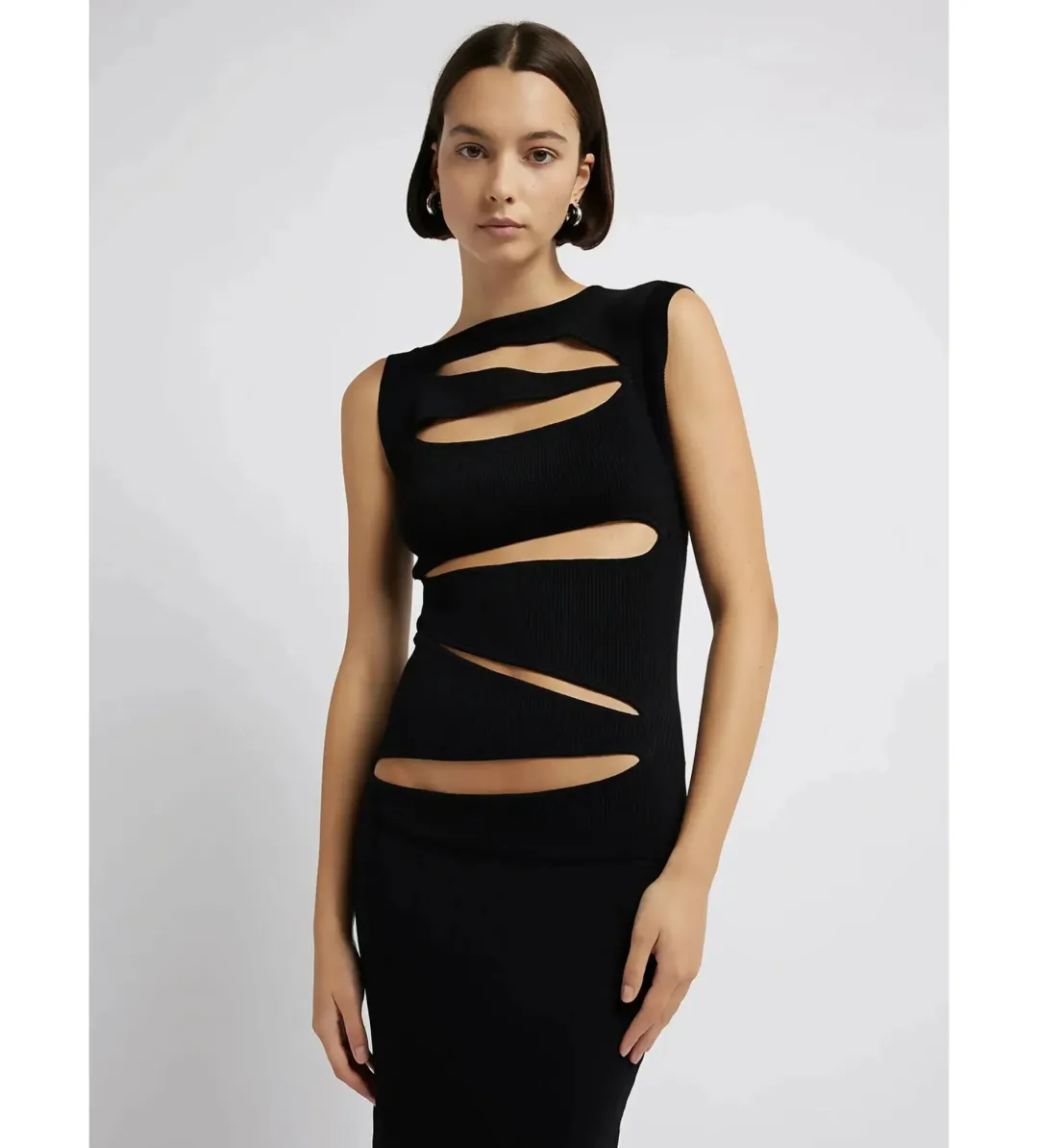 Christopher Esber Knitted Slashed Dress Black Size L / AU 12 for rent on The Volte - main image