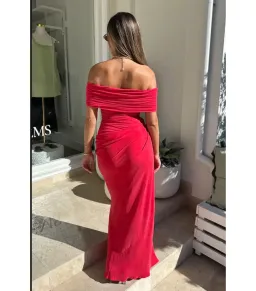 Benni Nico Off The Shoulder Maxi Dress in Watermelon Size AU 8 for rent on The Volte - image 2