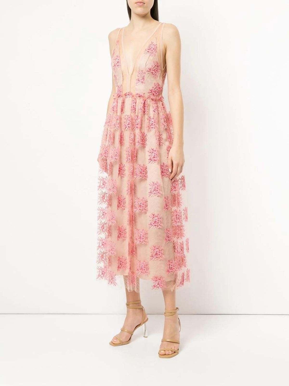 Manning Cartell Embroidered Sheer Midi Dress Pink Size 6 for rent on The Volte - main image