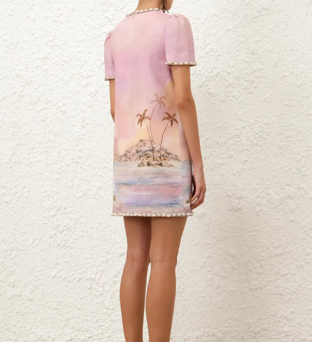Zimmermann Dawning Embellished Mini Dress Print Size 3 / AU 14 for rent on The Volte - main image